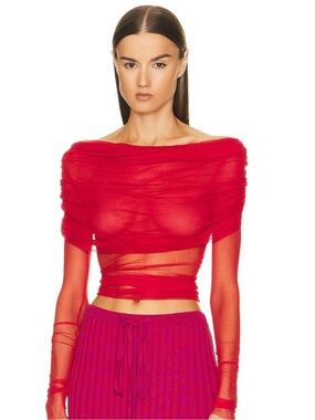 NWT Christopher Esber “Silk Tulle Top” Red | AU 6 fits US Xs-S €542 Retail